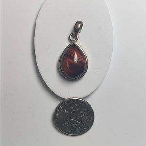 Red tigers eye .925 sterling silver pendant
